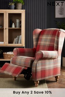 Versatile Check Stirling Red Relaxer Sherlock Highback Armchair (A19419) | £675