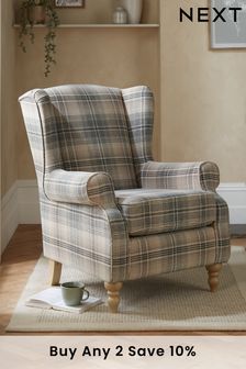 Versatile Check Nevis Grey Sherlock Highback Armchair (A19420) | £499
