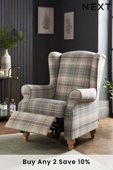 Versatile Check Nevis Grey Relaxer Sherlock Highback Armchair (A19424) | £675