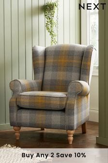 Tweedy Check Murray Ochre Yellow Regular Sherlock Armchair