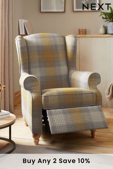 Tweedy Check Murray Ochre Yellow Relaxer Sherlock Highback Armchair (A19439) | £675