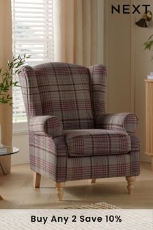 Tweedy Check Elswoth Raspberry Pink Regular Sherlock Armchair (A19440) | £499