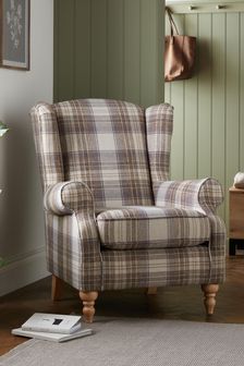 Brushed Check Perth Grey Regular Sherlock Armchair