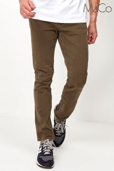 M&Co Mens Green Twill Trousers