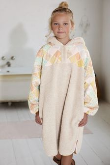 Cream/Floral Quilted Fleece Poncho (3-16yrs) (A20741) | £24 - £36