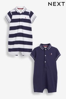 Blue Nautical Baby 2 Pack Rompers (A21066) | £16 - £18