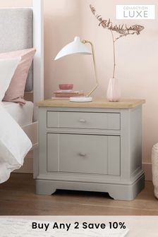 Hampton Country Luxe Painted Oak 2 Drawer Wide Bedside