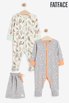 FatFace Baby Crew Unisex Printed Sleepsuits 2 Pack
