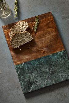 Green Marble & Wood Chopping Board