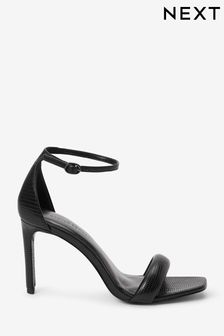 Black Forever Comfort® Square Toe Heeled Sandals (A23329) | £36