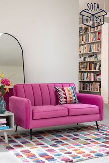Opulent Velvet Fuchsia Pink Paige Black Leg Compact 2 Seater 'Sofa In A Box' (A23610) | £450