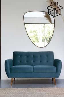 Opulent Velvet Airforce Blue Hyett Mid Leg Compact 2 Seater 'Sofa In A Box' (A23612) | £425