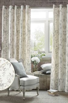 Laura Ashley Grey Summer Palace Eyelet Curtains (A24211) | £65 - £120