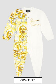 Versace Baby White Sleepsuit