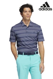 adidas Golf Navy Two Color Stripe Primegreen Polo Shirt LC