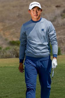 adidas Golf Navy Blue Go-To Crewneck Primegreen Pullover Sweatshirt