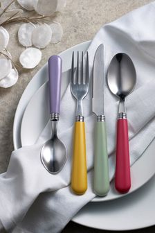 16 Piece Mixed Colour Brights Cutlery Set