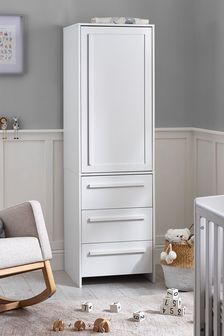 Greyson White Single Nursery Wardrobe with Drawers