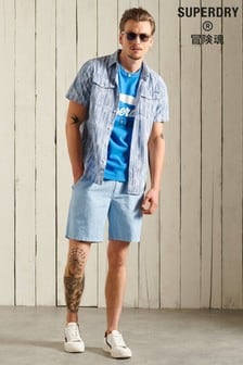 Superdry Blue Linen Blend Sun Scorched Shorts