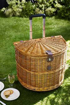 Natural/Blue Country 6 Person Filled Wheelie Hamper