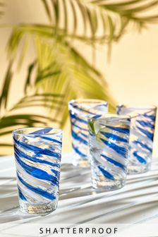 Blue Nautical Outdoor Set of 4 Tall Tumblers