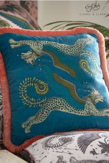 Emma Shipley Teal Blue Lynx Cushion