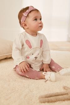 Pink Baby 3 Piece Bunny Set With Headband (A31928) | £13 - £15
