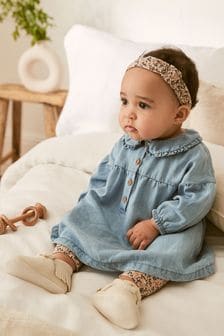 Baby 3 Piece Dress, Leggings And Headband Set (0mths-2yrs)