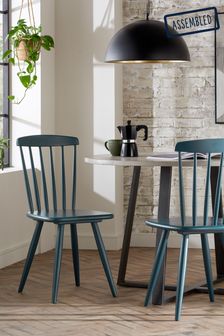 Set of 2 Airforce Blue Grove Wooden Dining Chairs