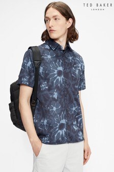 Ted Baker Oversized Blue Ufroze Short Sleeve Abstract Print Shirt