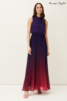 Phase Eight Purple Lily Dip Dye Pleated Dress