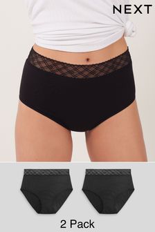 Black Full Brief Period Pants 2 Pack (A32795) | £28