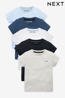 Blue 5 Pack Short Sleeve T-Shirts (3mths-7yrs) (A33198) | £16 - £20