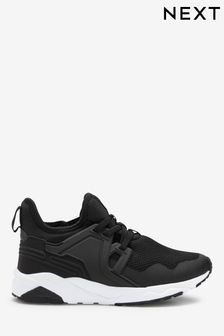 Black Mesh Elastic Lace Trainers (A34126) | £25 - £33