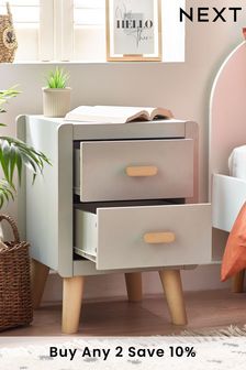 Alix Scandi Grey Bedside Table with 2 Drawers