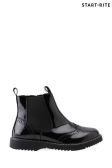 Start-Rite Revolution Black Patent Leather Zip-Up Boots F Fit (A34484) | £60