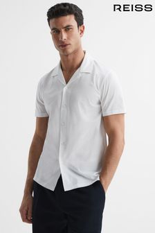 Reiss White Caspa Mercerised Jersey Cuban Collar Shirt (A34577) | £68