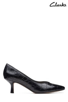 Clarks Black Wide Fit Croc Violet55 Court Shoes