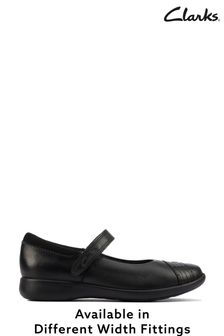 Clarks Black Rainbow Detail Leather Wide Fit Shoes