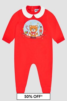 Moschino Kids Baby Unisex Red Sleepsuit