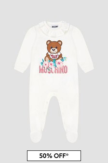 Moschino Kids Baby Girls White Sleepsuit