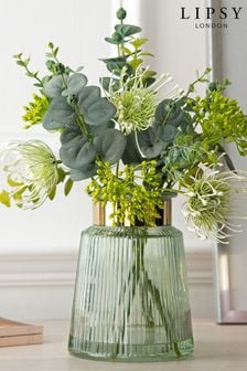 Lipsy Green Artificial Floral In Glass Vase (A35773) | £50