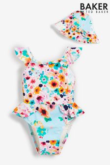 Baker by Ted Baker Patchwork Print Swimsuit and Hat