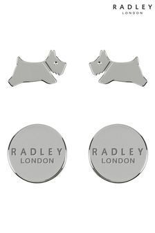 Radley London Ladies Silver Leaping Dog Twin Pack Stud Earrings