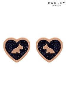 Radley Ladies 18ct Gold Plated Blue Heart Stud Sitting Dog Design Earrings