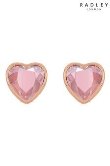 Radley Ladies 18ct Gold Plated Light Rose Heart Stud Earrings