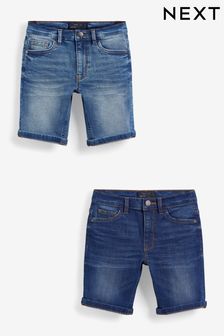 Blue Regular Fit 2 Pack Denim Shorts (3-16yrs) (A37548) | £18 - £28