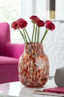 Pink/Red Glass Flower Vase