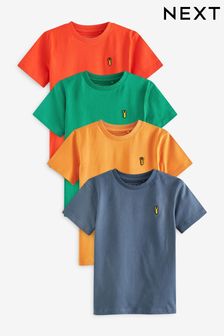 Multi Brights Short Sleeve Stag Embroidered T-Shirts 4 Pack (3-16yrs) (A37666) | £20 - £34