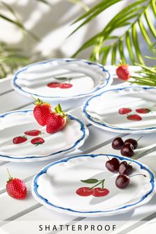 Red/Blue Strawberry Outdoor Set of 4 Side Plates
